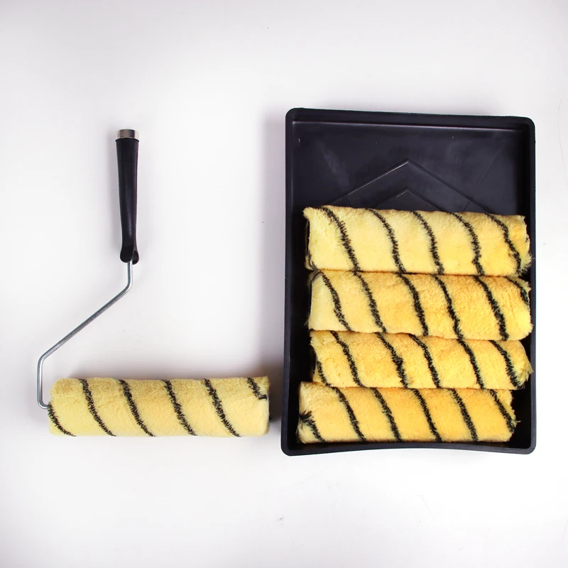 Paint Roller Tray Professional Roller Brush with 5 Replaceable Paint Roller Sleeve Black plastic Tray
