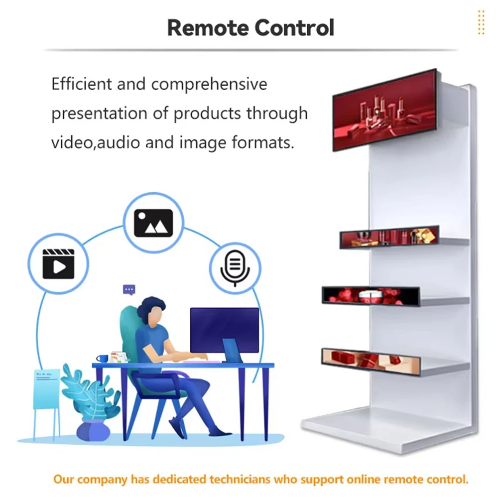 Convenience Store Commercial Shelf Display Smoke Shop Display Smart Tv Shelf Led Display Advertising Digital Signage Screen