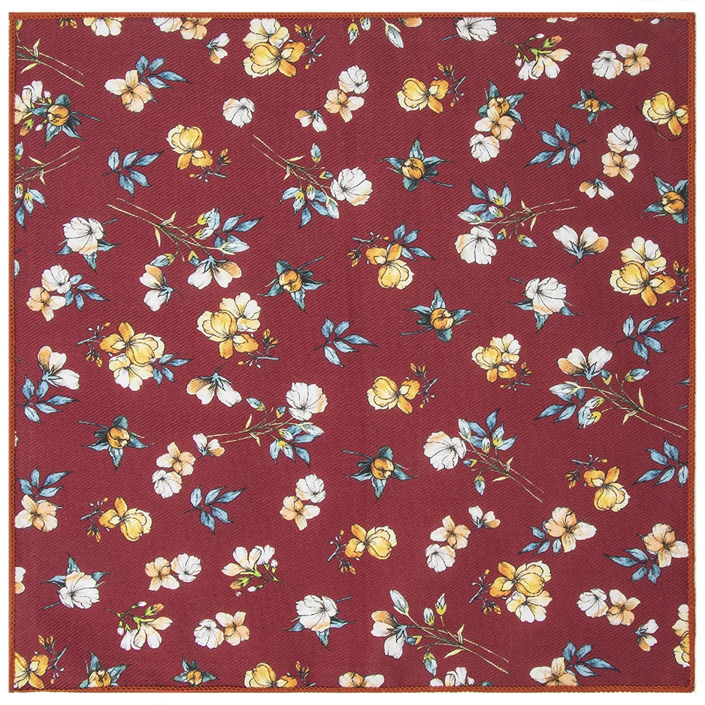 Handmade  High-Quality 100% cotton Floral vintage style tie red Printed necktie for Men groom groomsmen