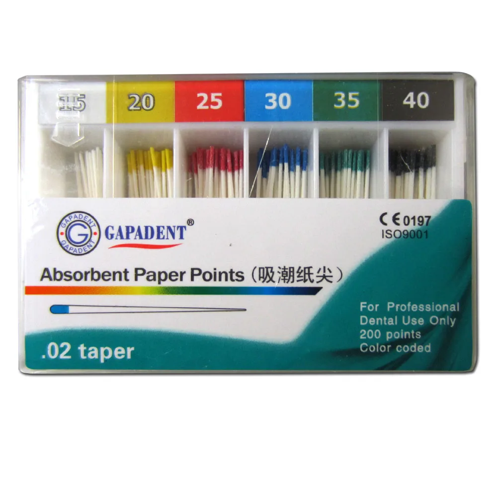 Dental Materials Dental Filling 2% Gapadent absorbent paper points for Endodontic Obturation Root Canal