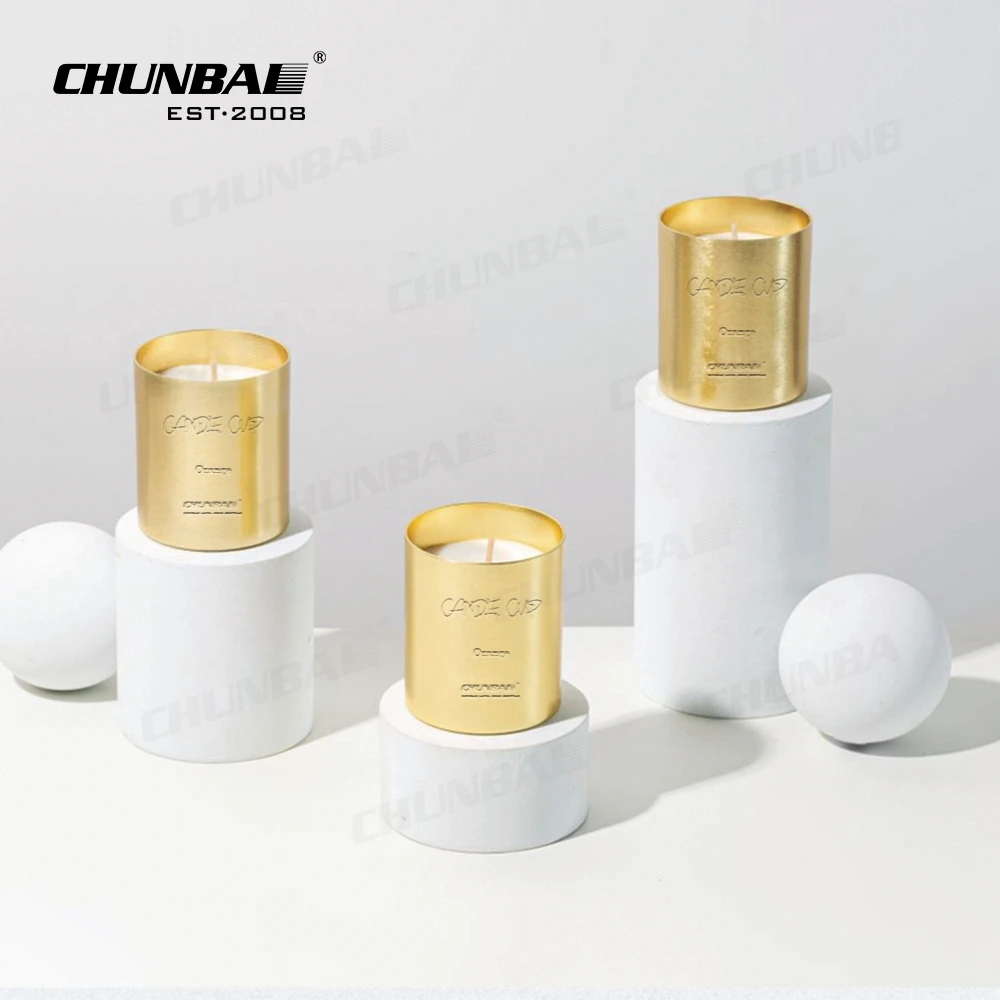 10 Oz Luxurious Elegant Steel Custom Empty Logo Copper Gold Metallic Status Tin Can Holders Lanterns Metal Candle Jars With Lid