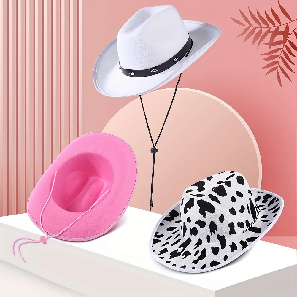 Cowgirl Hat Novelty Western Cowboy Hats With String For Bachelorette Birthday Party Dress-Up Disco Cowgirl Party Decoration