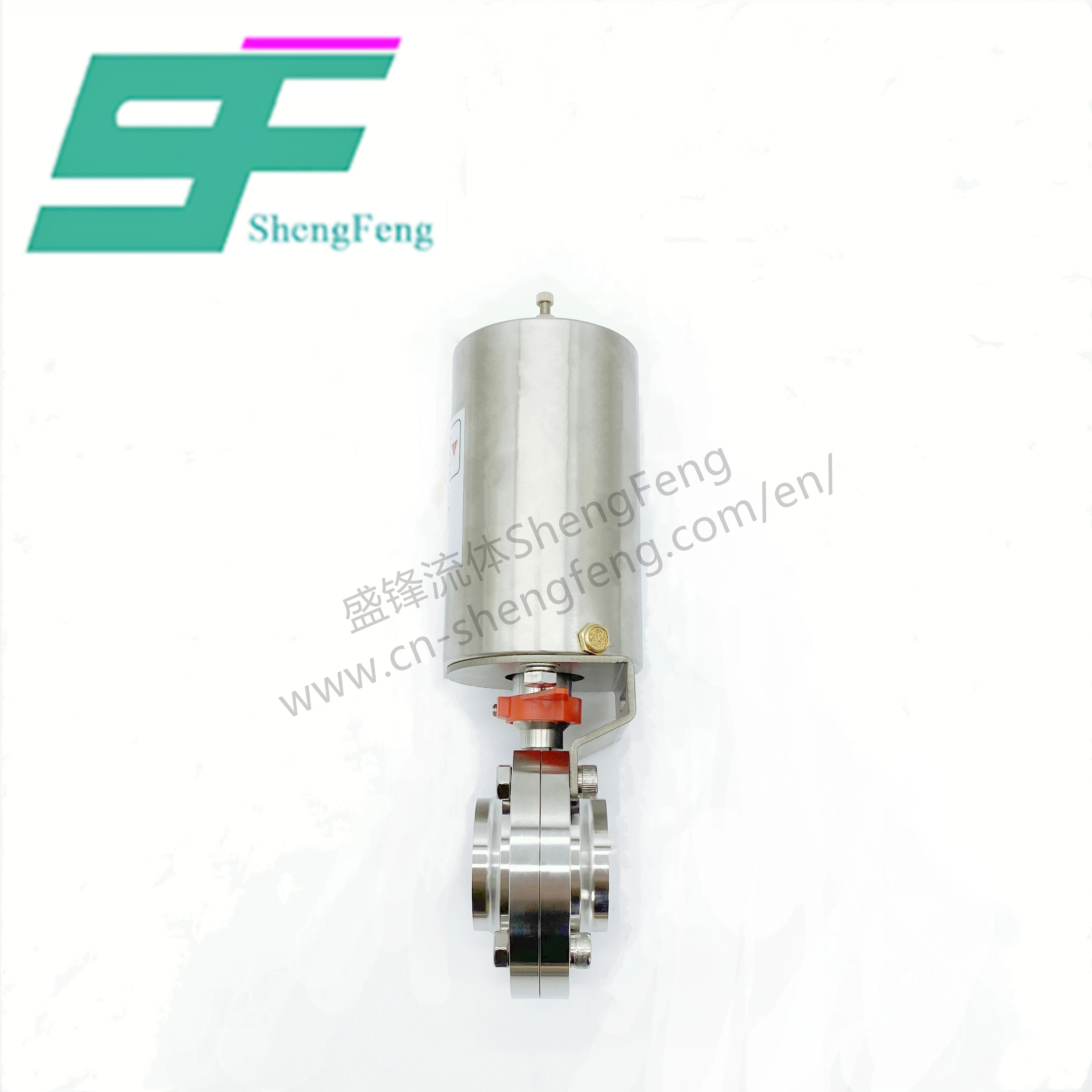 ShengFeng SS304 Sanitary SMS Welded Butterfly Valve with Pneumatic Actuator