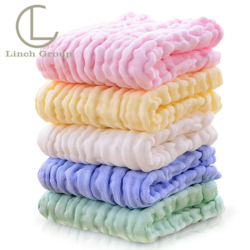 LC DMC037 Solid Color Baby Muslin Wash Cloth 100% Natural Cotton Super Soft Baby Face Muslin Towel