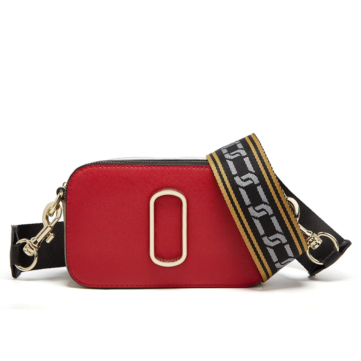 Fashion trend camera bag single shoulder cross-body bag wide shoulder strap everything double zipper cross grain cowhide bag