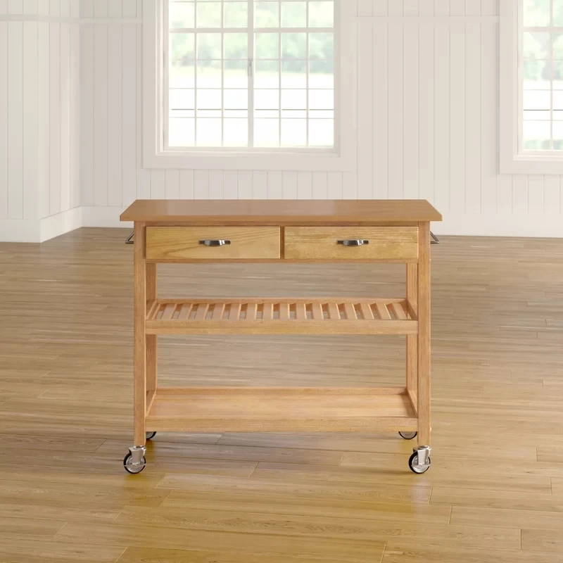  Classic rubber wood kitchen island cart with a wooden