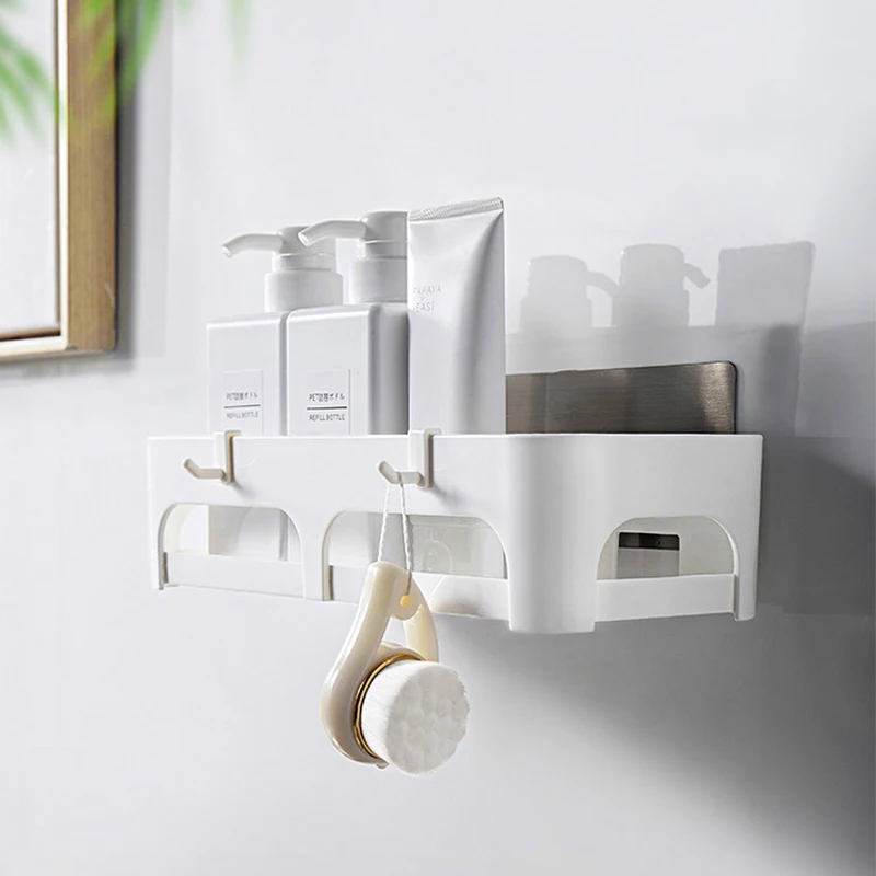 Bathroom Shower Adhesive Corner Shelf Storage No Drilling Wall Mounted Organizer Basket for Kitchen Toilet