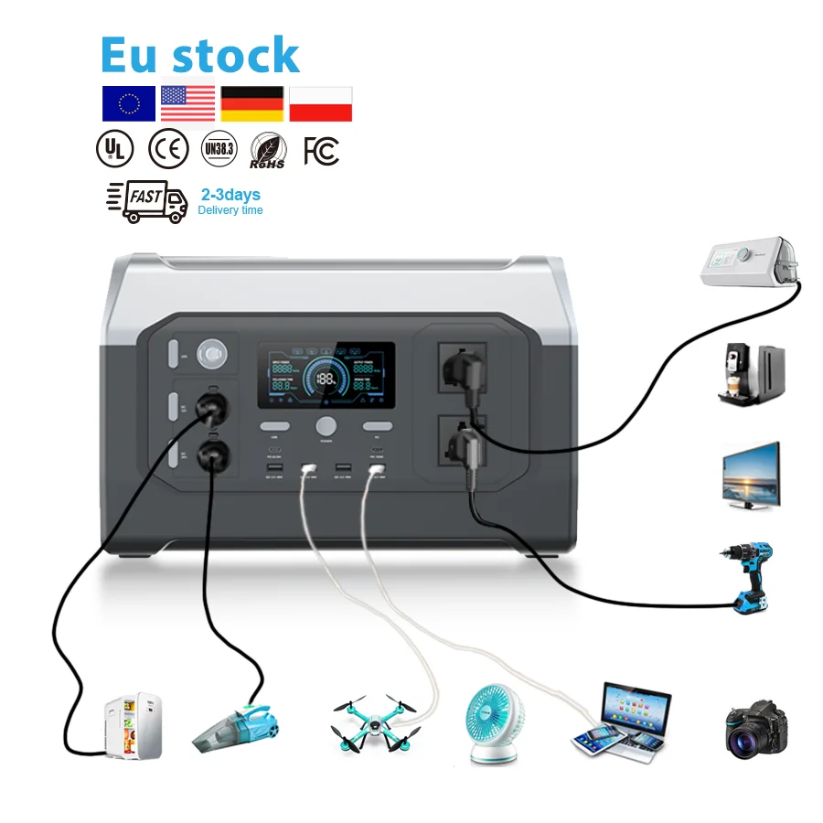 1024Wh Powerstation 1800 Вт, Аккумулятор Lifepo4, солнечная генераторная энергетическая система, 320000 мАч, портативная электростанция