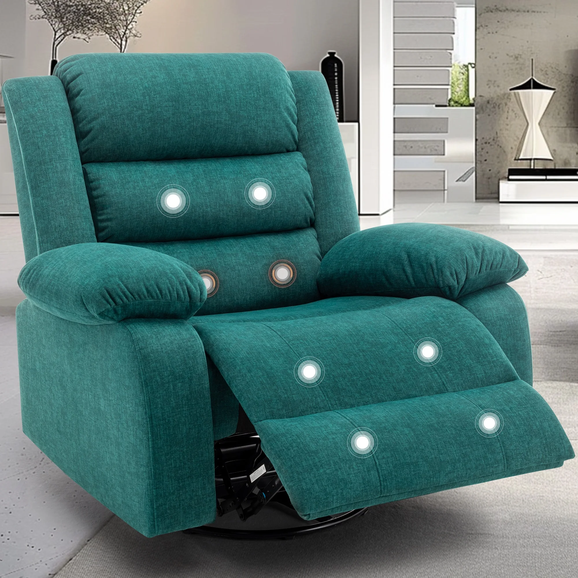 Fast delivery hot Sell full body massage leather sofa chair Multi Functional fabric Green Recliner Rocking chair