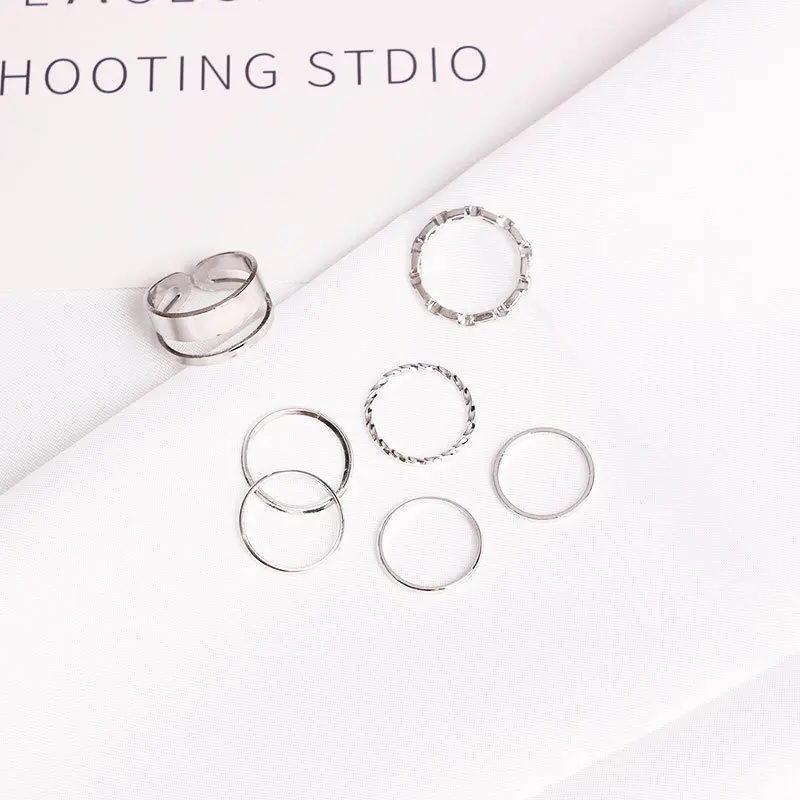 gold plated ring women simple jewelry 8pcs thin stacking knuckle rings sets for all fingers