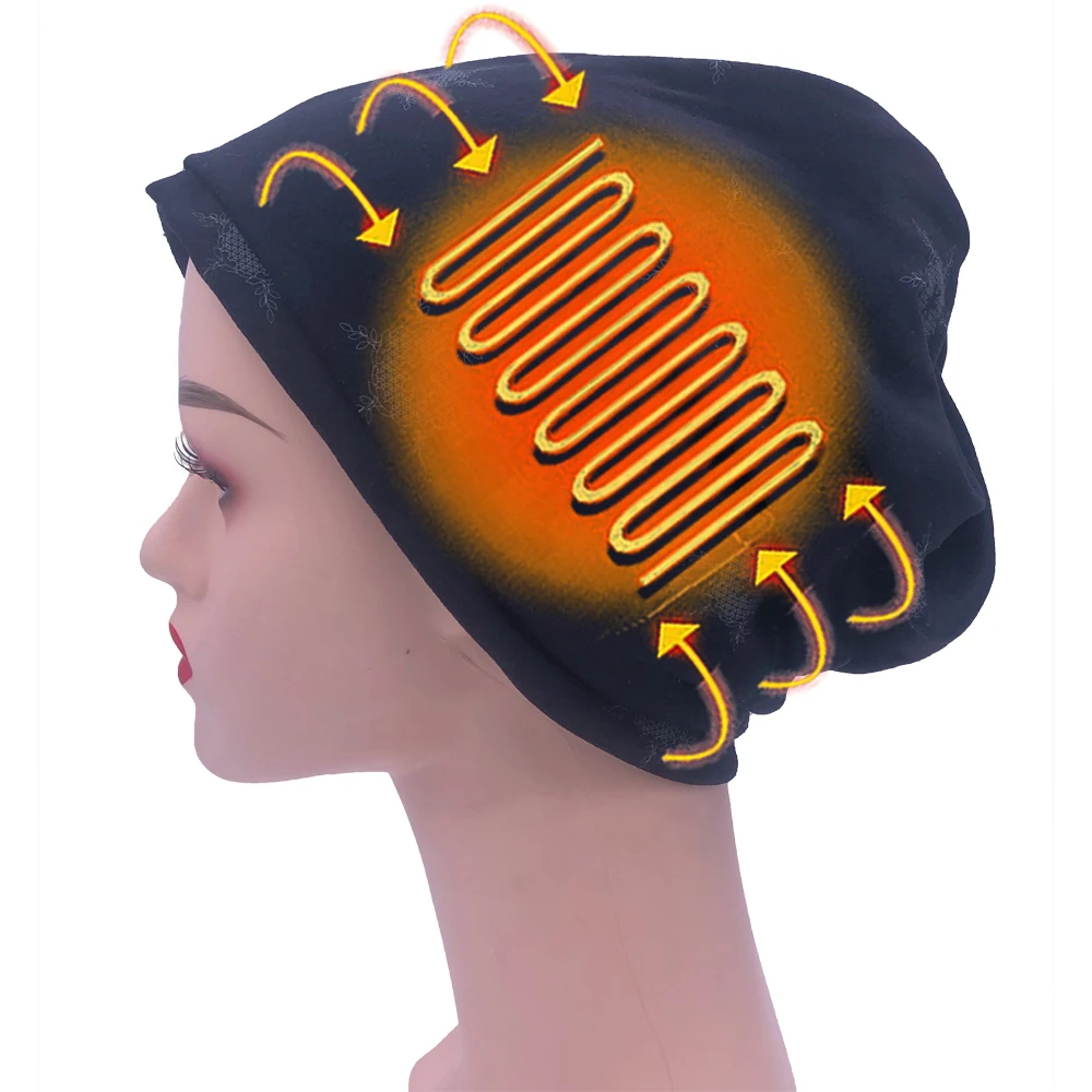 Модная теплая зимняя шапка с электроподогревом и принтом логотипа на