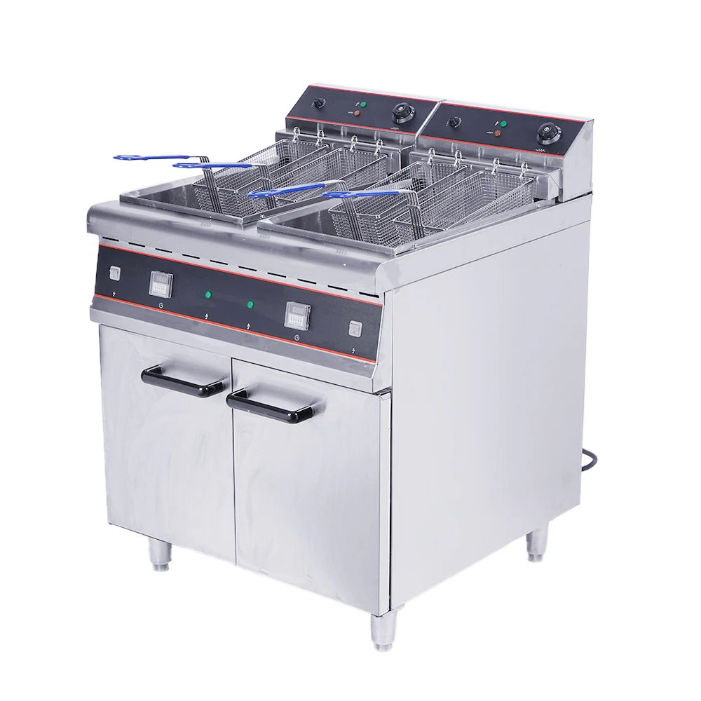 Electric used commercial deep fryer Commercial Electric 2-tank 4-basket 30L+30L Oil Deep Fryer