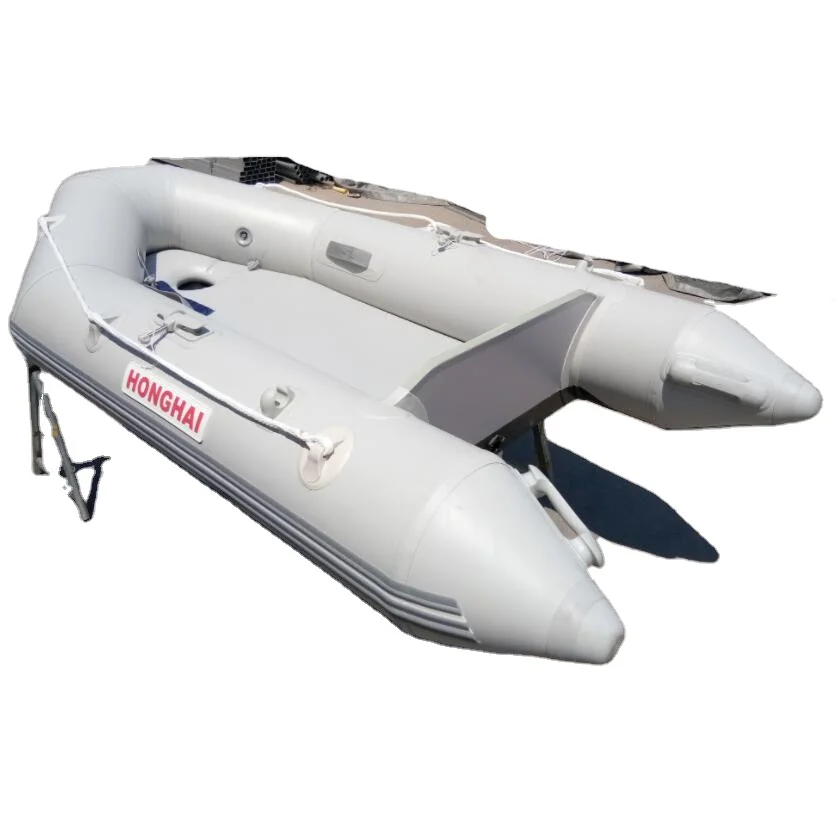 2.3m light grey inflatable Aluminum floor boat with keel and 1.2mm pvc for summer sport fishing