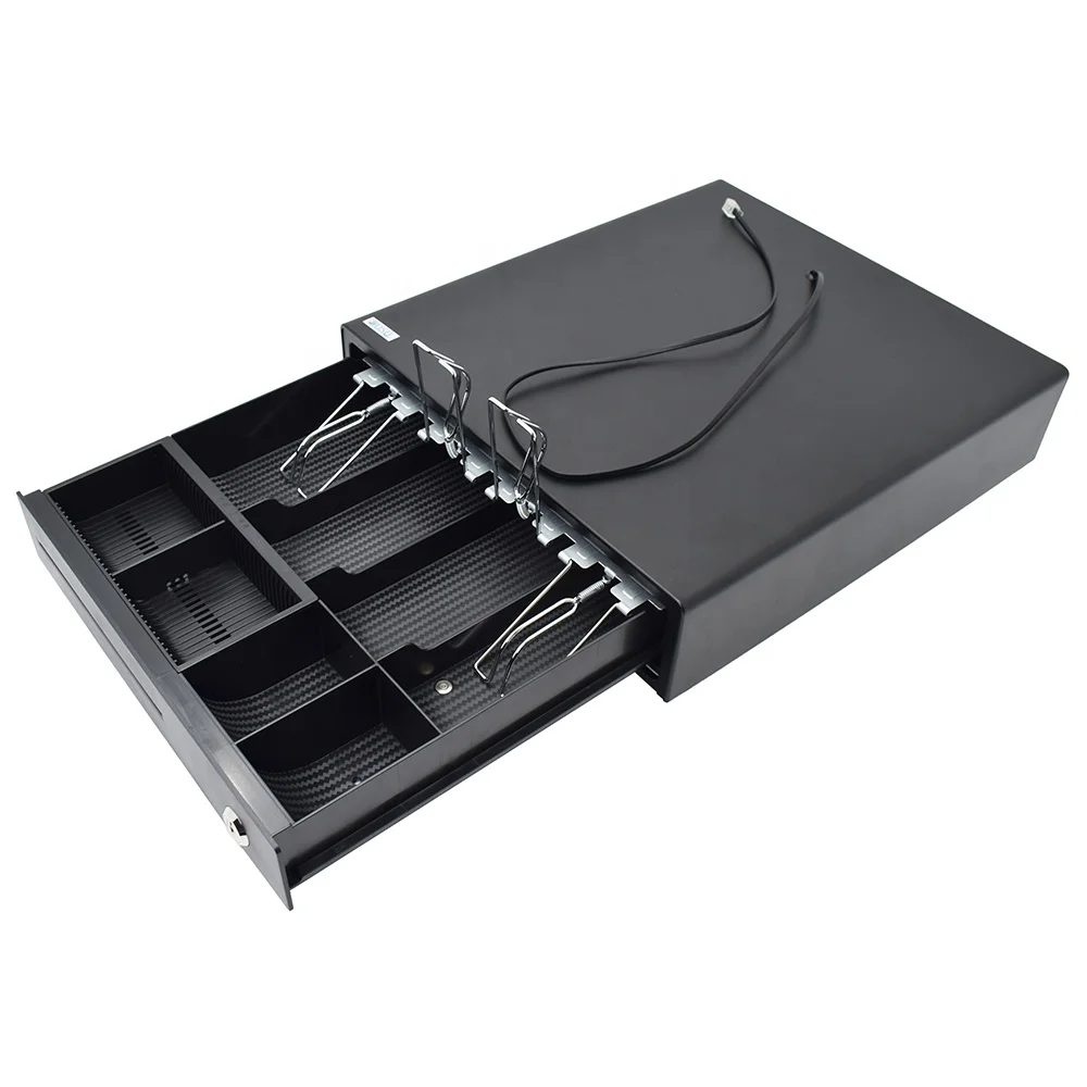 Pos System 4 Bill 4 Coin Metal Cash Register Cash Drawer With Hidden Cable Slot