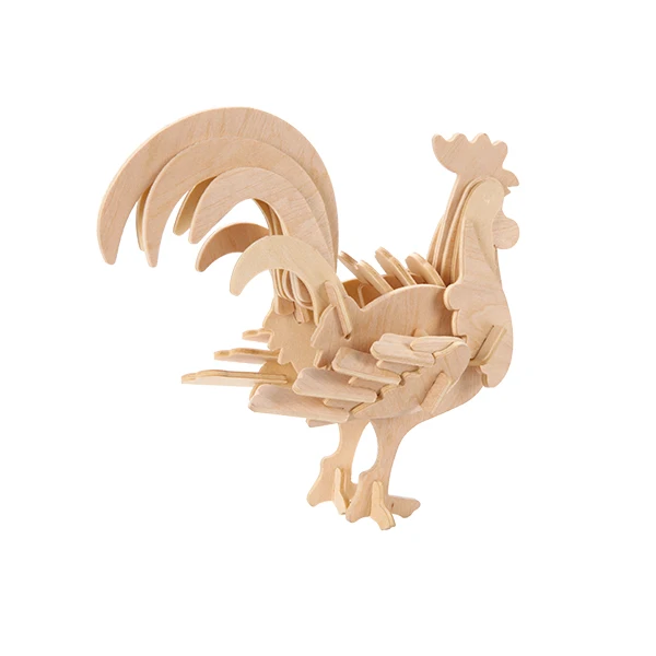 3D Wooden Toys rooster Animal  puzzle Toy for educational game chinese zodiac animal models 3D Puzzle Model DIY Painting kits