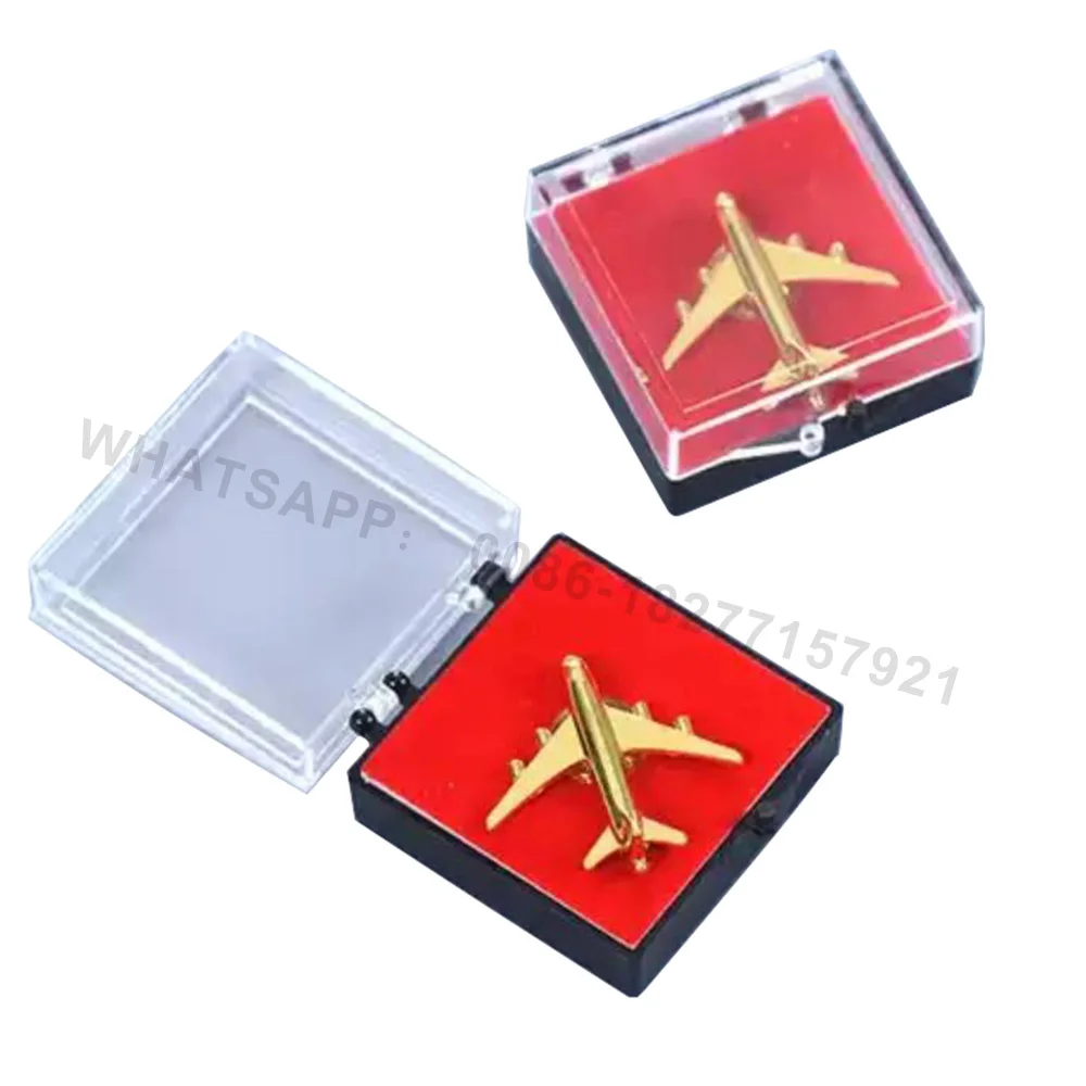 Высокое качество пользовательских 3D самолет модель сувениры золото самолет штырь отворотом с пластиковой коробкой
