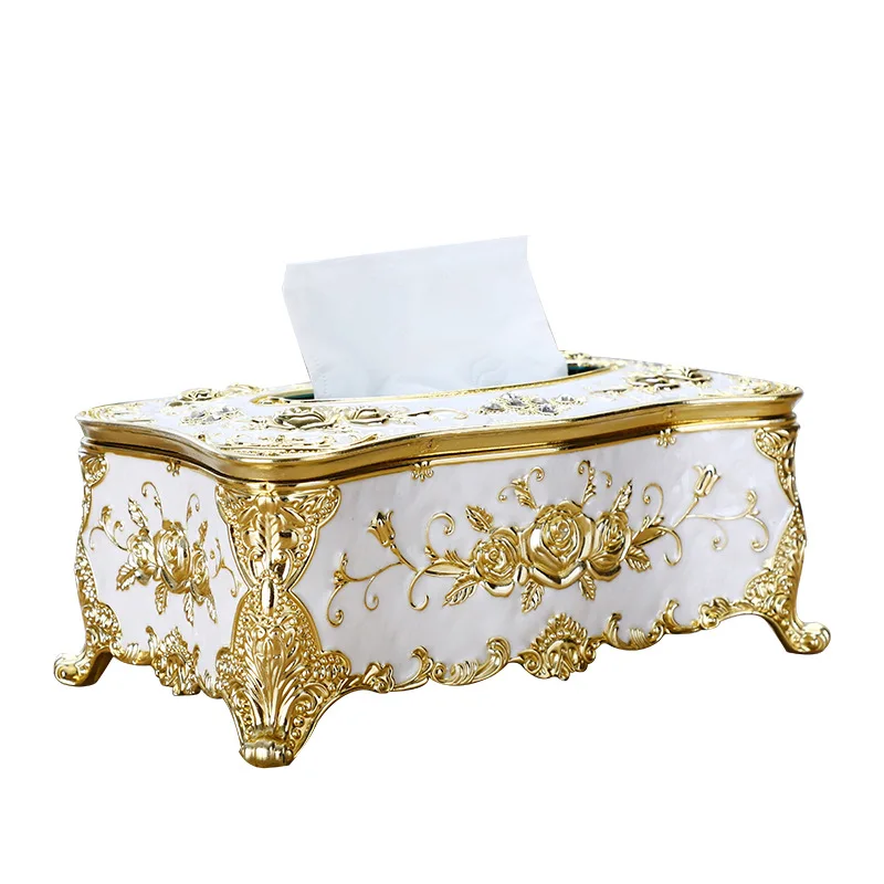 Luxury European Style Home Office Bar Desktop Tissue Rack Rose Tissue Box