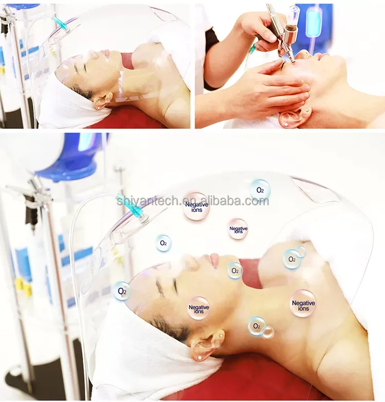 Korea O2 Dome Hyperbaric Oxygen Chamber Skin Moisturizer Portable Spray Gun O2 Led Oxygen Infusion Facial Mask