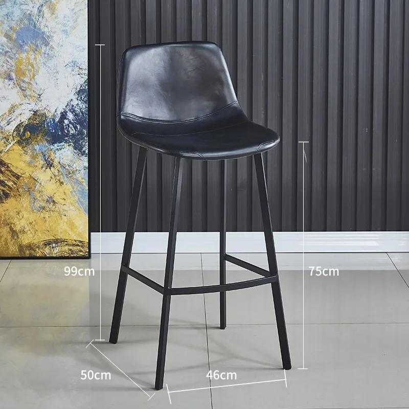 Bar Chair Nordic Furniture Metal Leather Back Luxury Kitchen Modern High Stool Bar Chairs with soft cushion