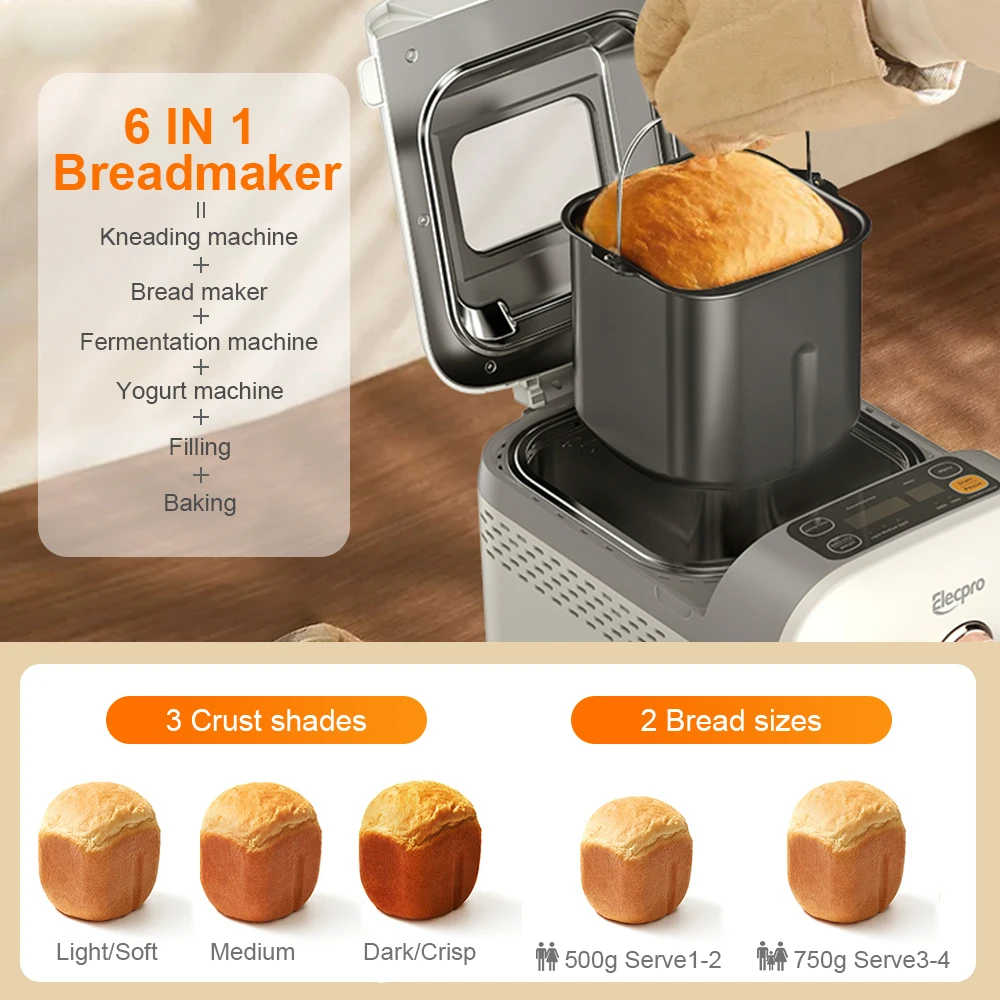 2024 hot selling 500g/750g home use multi-function electric automatical household bread maker with 20 menu