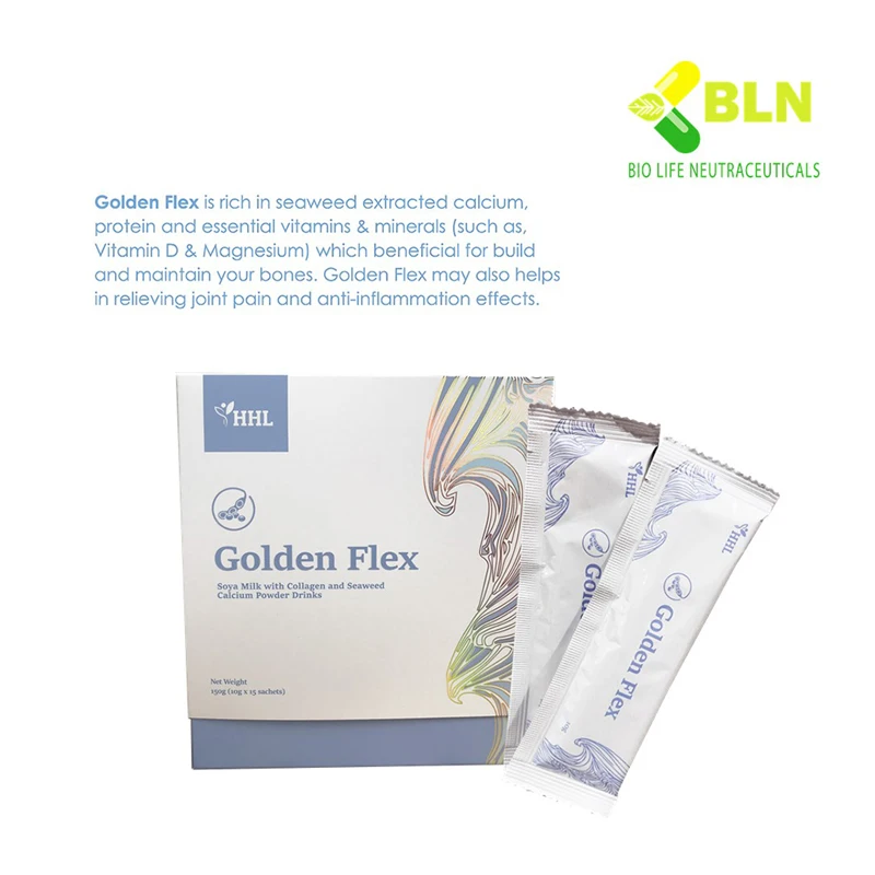 Premium Grade Golden Flex Botanical Beverage Soy Milk with Collagen and Seaweed Calcium Powder