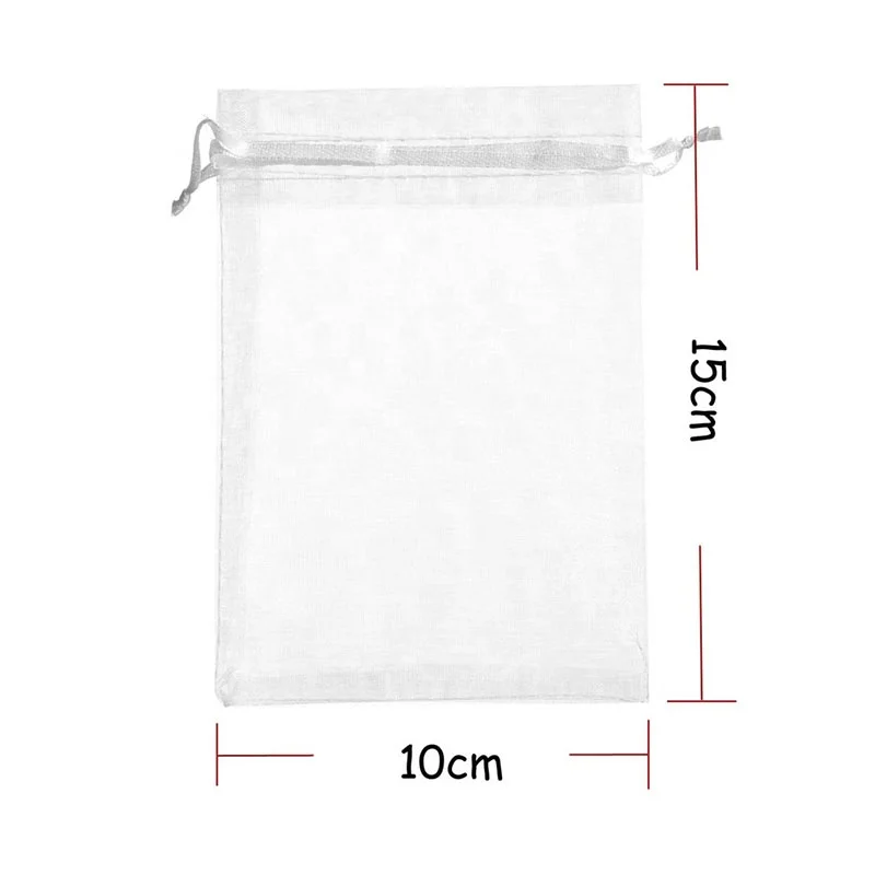 Silver Drawstring Organza Gift Pouch Custom Organza Packaging Bag With Printed Ribbon gift Jewelry bag