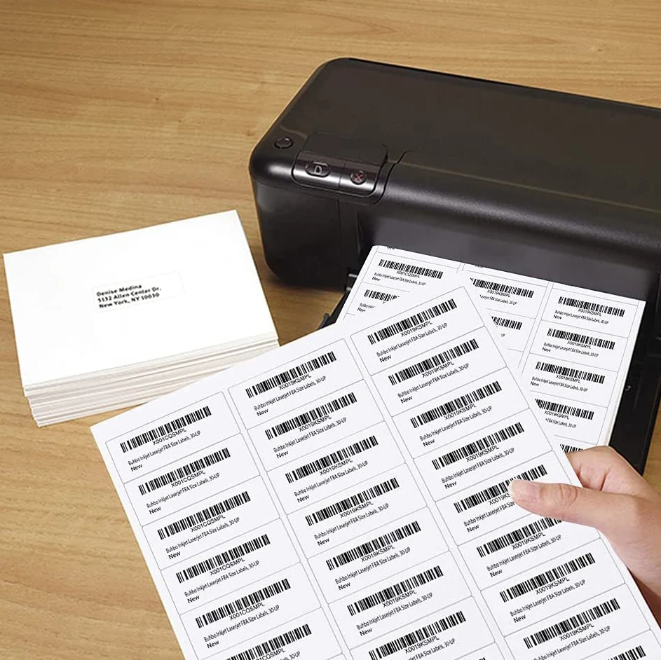Packaging Provide Design Adress Sku Etiquette Shipping Label 30Pcs Per Self Adhesive FBA A4 Paper Barcode Sticker