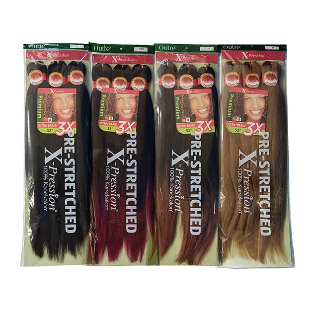 Synthetic Braiding Hair 52 Inch Kanekalo 3x Pre Stretched Braiding Hair For Crochet Braiding Extension