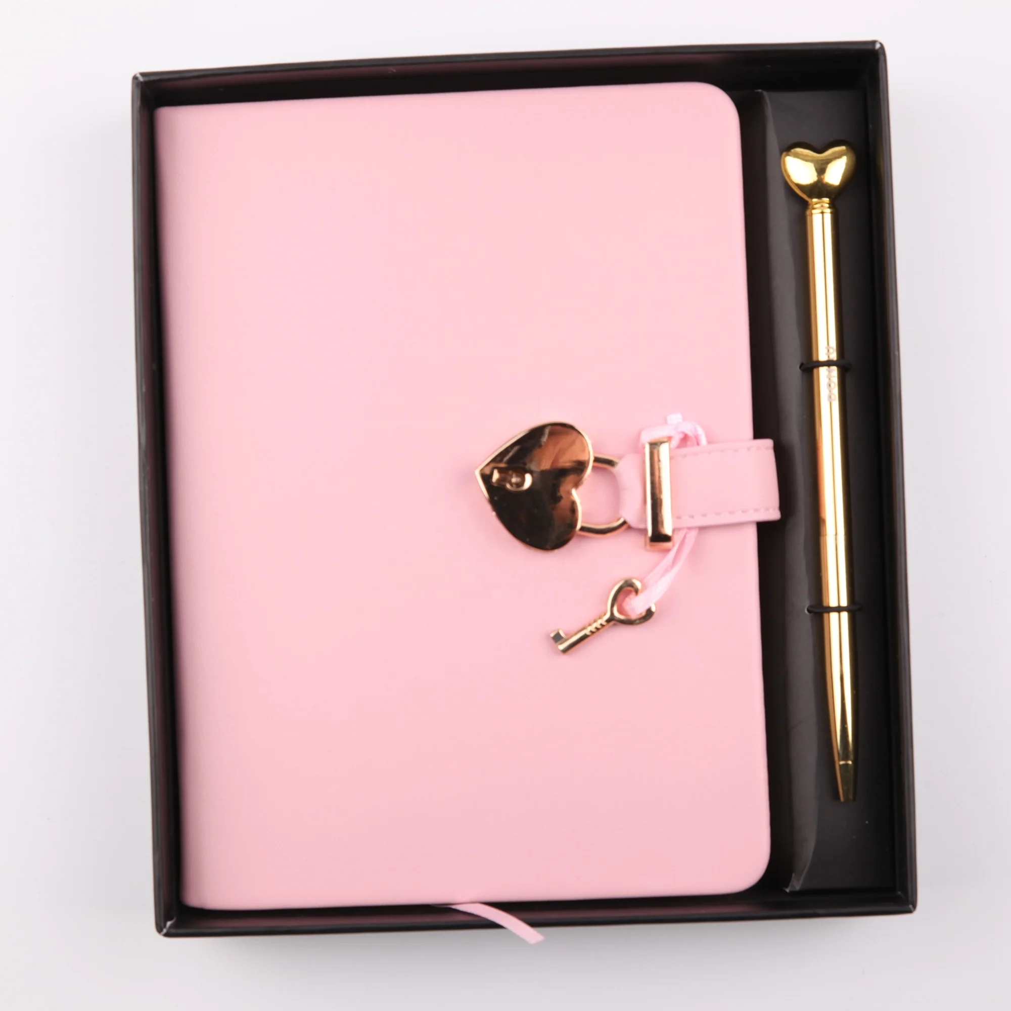 2023 Diary Pu Custom Leather Notebook Colored Gold Edge Agenda Planner paper Cute Journals With Heart-Shaped Key Lock