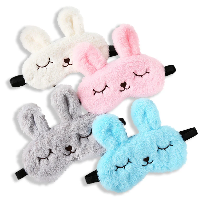 Cute plush squint rabbit eye mask cartoon shading sleep eye mask eye protection cold and hot compress