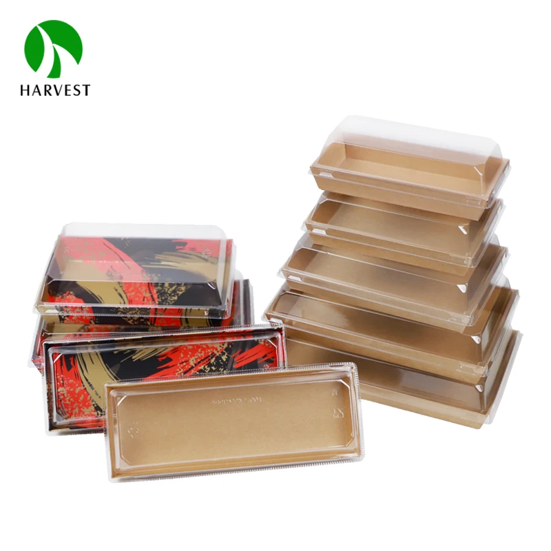 Recyclable Takeaway Disposable Kraft Paper Sushi Food Packaging Paper Custom Sushi Box