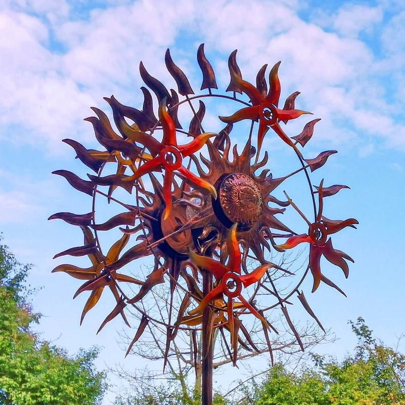 outdoor sun decor metal wind spinners for yard and garden wholesale