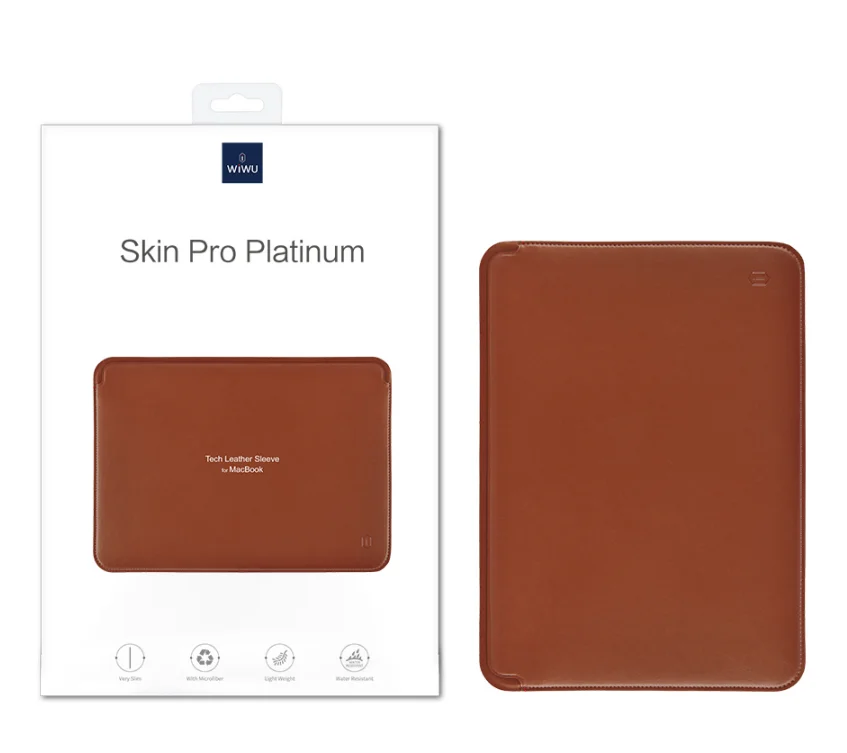 WIWU Brown Black Blue PU leather laptop Sleeve Case for computer 13.3 inch, Ultra Slim sleeve bag for macbook air pro 2022