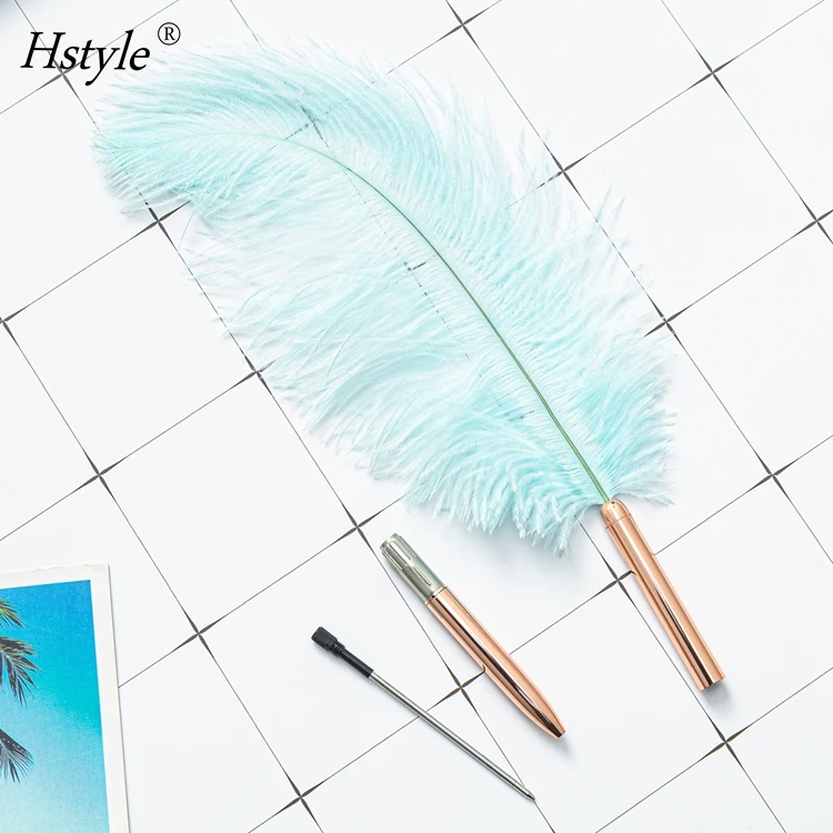 Feather Ballpoint Pens Black Ink Vintage Feather Quill Wedding Signing Pen for Wedding Bridal or Student Signature Pens HS1333