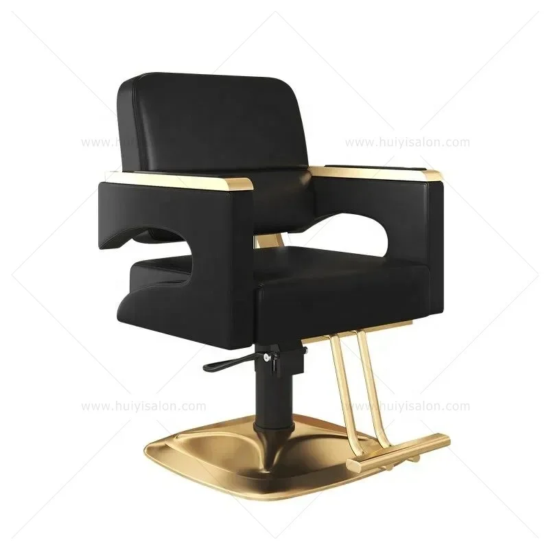 ZY-LC306 High-End Hair Salon Furniture Armchair Can Rotate And Lift Stainless Steel Black Metal Barber Chair