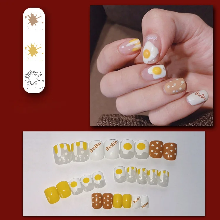 Wholesale Cheap Price  Round Head Almond Fake Nail Tips Full Cover Short Artificial Nails Press On Nails