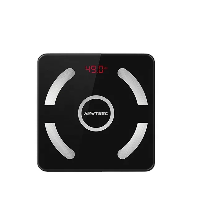 
2021 High Quality BMI Calorie Black Bluetooth Electronic Digital Weighing Body Fat Scale 