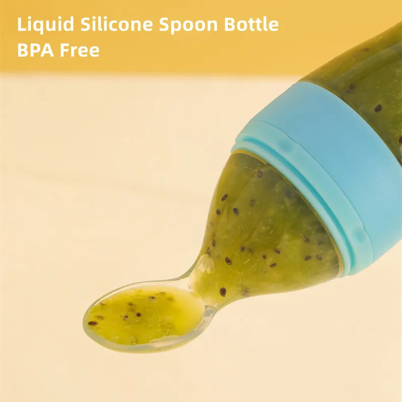 2023 Hot sales Factory cheap price Soft flexible squeeze babi bottle spoon silicone baby products feeder spoon bottle