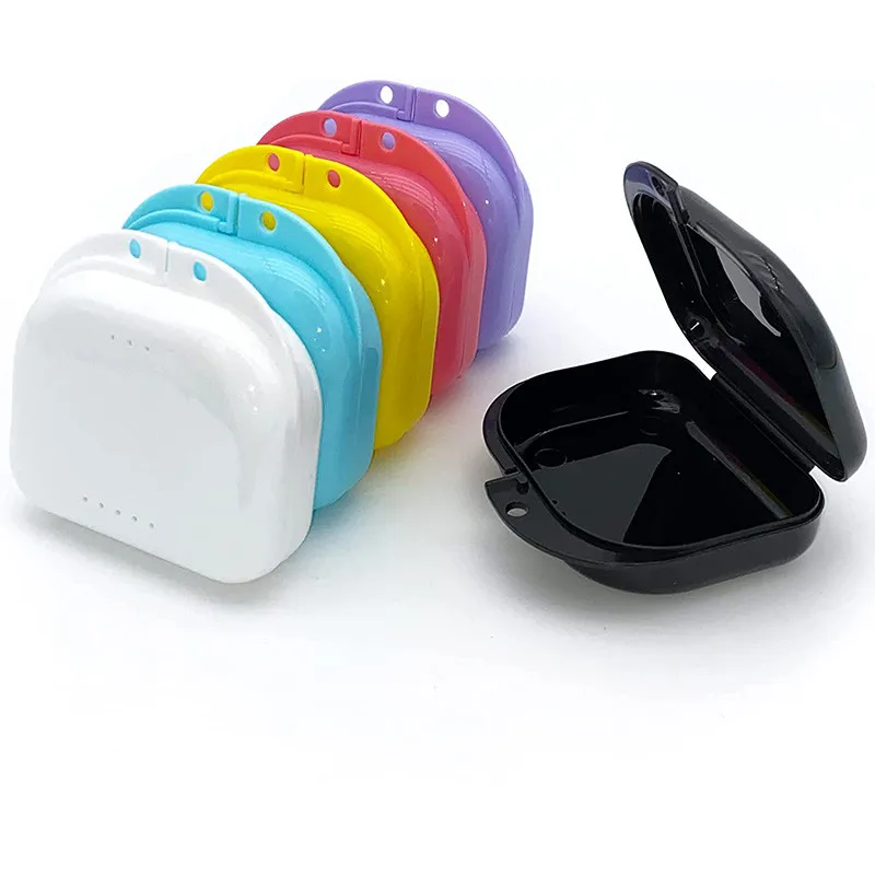 SJ Denture Transportation Box Dental Aligner Storage Case Colorful Plastic Orthodontic Dental Retainer Case