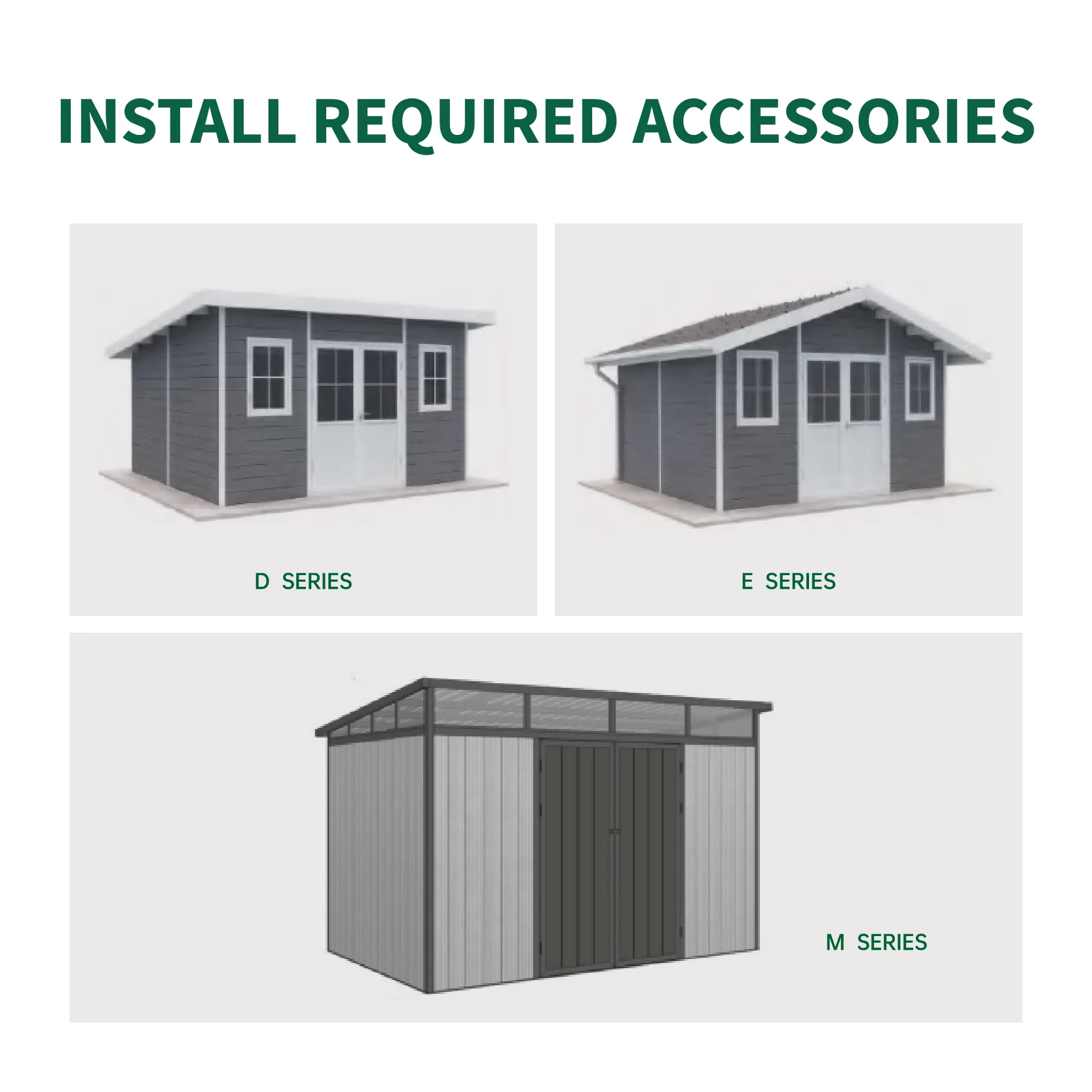 E Series  Yard and Garden Sheds High Quality Storage Outdoor Garden Building Weather Resistant Wood Plastic Composite House
