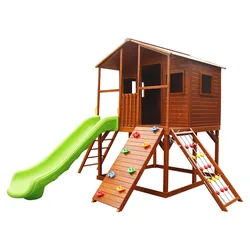 Large Used Wooden Kids Backyard Playground Outdoor Playhouses with Slide And Sandbox for sale