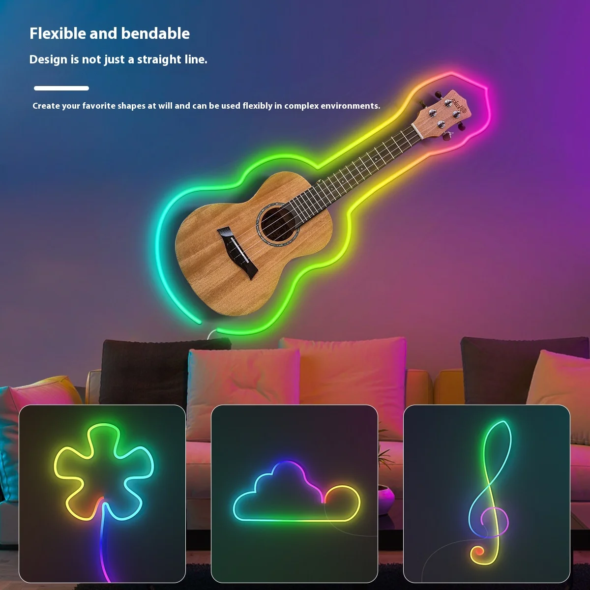 Led Soft Silicone Color Light Strip Safe Low-Voltage Neon Light Strip Waterproof Cool Colored Lights