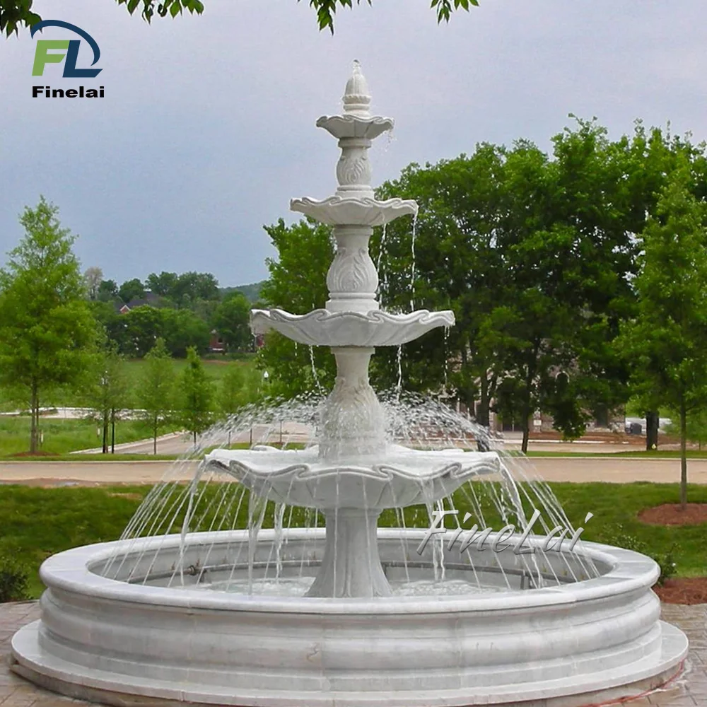 Finelai Hand Carved Large good quality With statue Garden Marble Fountain