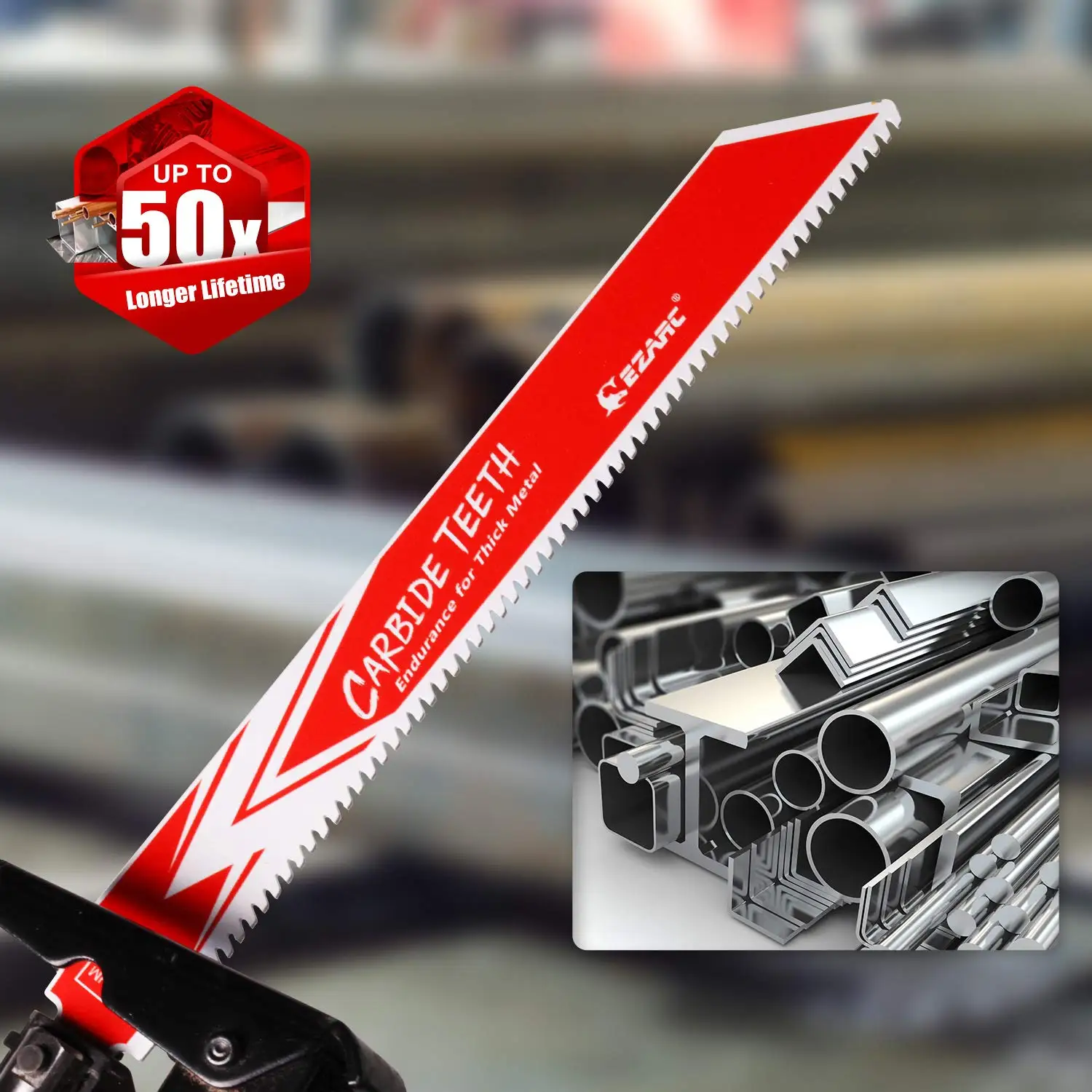 EZARC Carbide Reciprocating Saw Blade R678HM 8021C06 Endurance for Thick Metal, Cast Iron, Alloy Steel 6-Inch 8TPI, 3-Pack