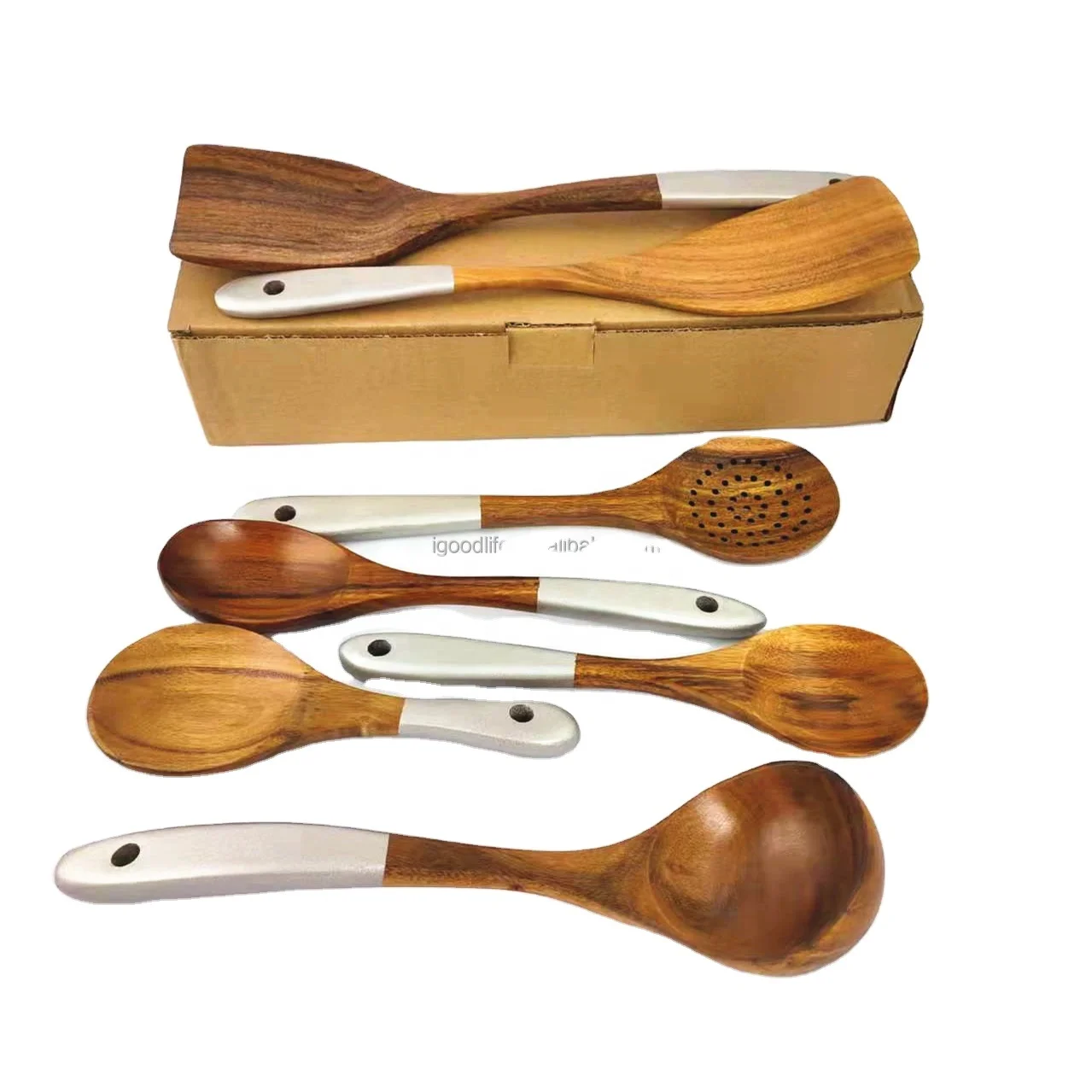 Best Quality 7-Piece Nonstick Wooden Spoons Kitchen Utensil Set Easy Clean Long Cooking Wedding Plastic Promo Business Gifts