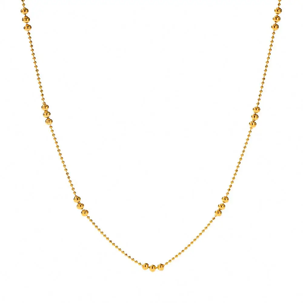 Waterproof 18K Gold Plated Stainless Steel Jewelry Charm Bead Chain Choker Necklace for Girls