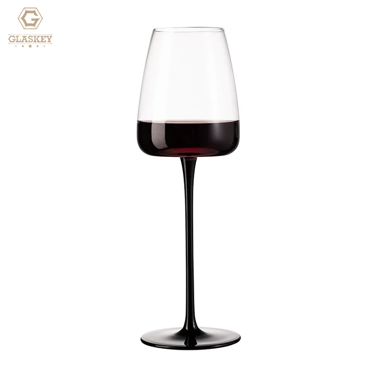 Wedding Party Hot Popular Black Stem Red Wine Glass Crystal Glass Tumbler Goblet Vintage Wine Glass
