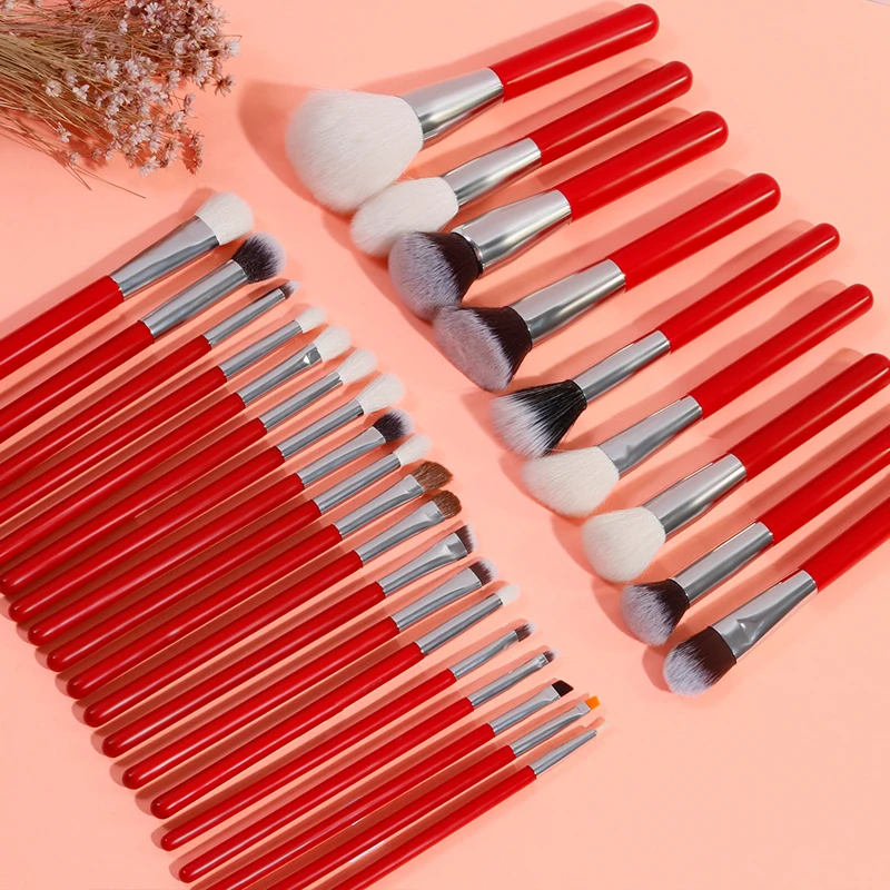 2024 New Arrival China Red Makeup Brush 28 Pcs Professional Make Up Brushes Custom Private Label Makeup Brush Set