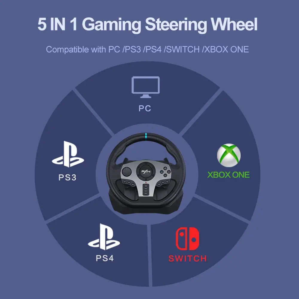 PXN v9 PC Gaming Steering Wheels pedals Racing car game Driving Wheel for PS4 Xbox One Nintendo Switch PS3 Xbox Series S/X  PC