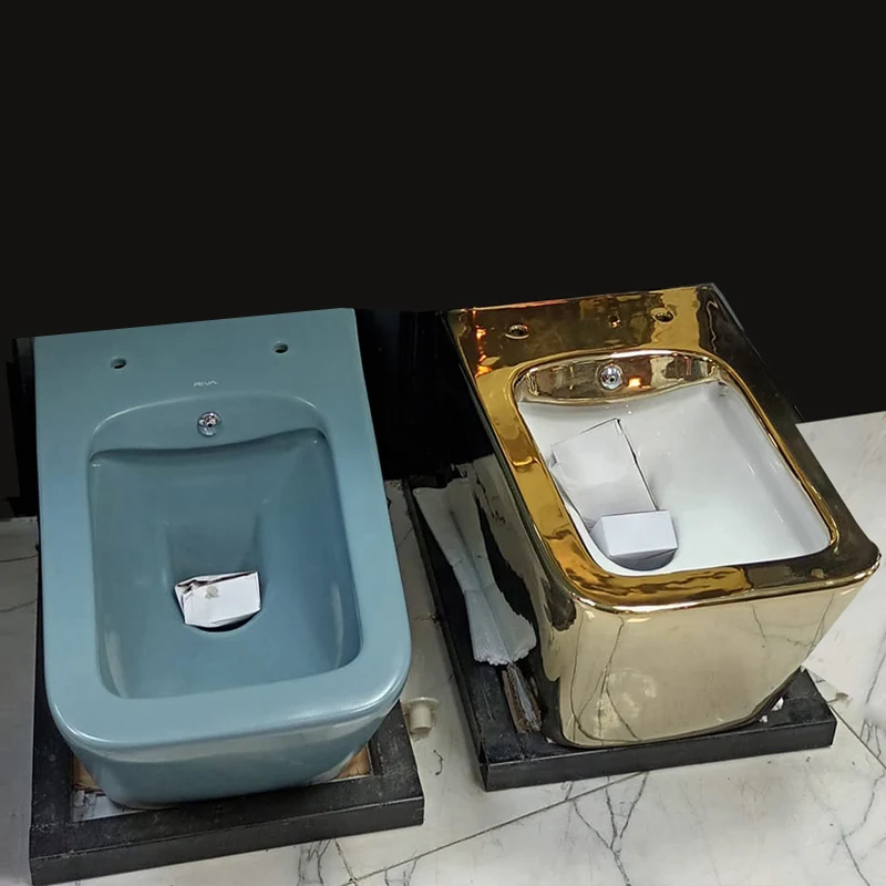 blue wc bathroom porcelain one piece toilet W/C washdown closet  indoor bathroom set wall hung tank united p-trap WC for hotel